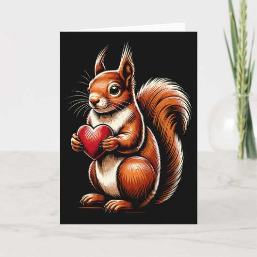 Carte Squirrel Holding Heart Valentine's Day Cute Valent (Devant)