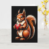 Carte Squirrel Holding Heart Valentine's Day Cute Valent (Fleur jaune)