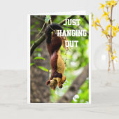 CARTE SQUIRREL SE DÉPLACE POUR DIRE HEUREUX "ANNIVERSAIR (Fleur jaune)