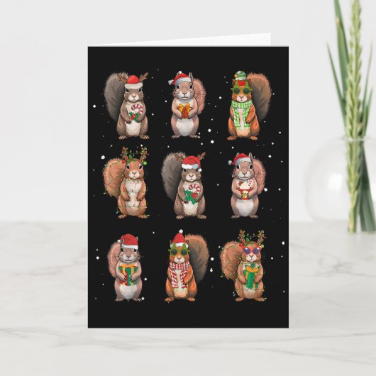 Carte Squirrels Christmas Lights Decor Funny Squirrel Lo (Devant)