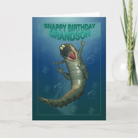 Carte Srary Birthday Happy Crocodile Underwater View (Devant)