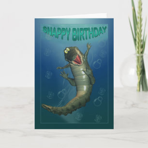 Carte Srary Birthday Happy Crocodile Underwater View
