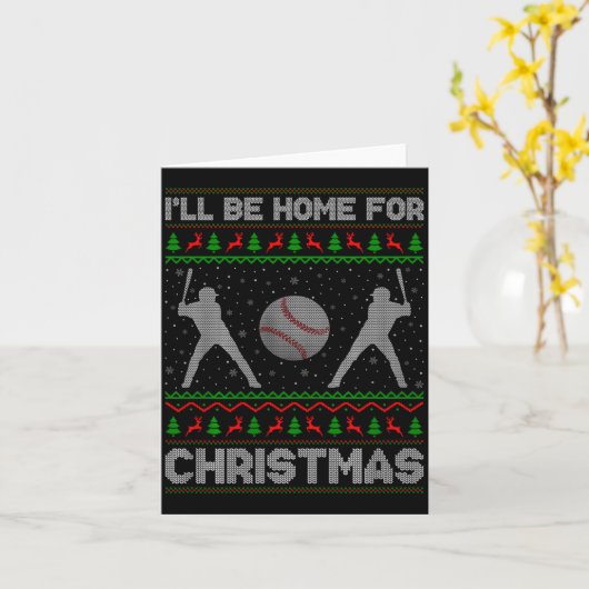 Carte Srty Baseball Player Ugly Christmas Sweaters Xmas  (Fleur jaune)