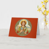 Carte St Barbara (BK 001) Salutation horizontale blanche (Fleur jaune)