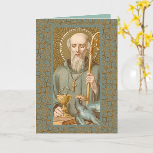 Carte St. Benedict de Nursia (JM 07) Salutation/note bla (Fleur jaune)