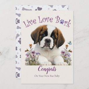 Carte St. Bernard Chien Maman Adoption Florale