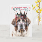 Carte St Bernard Dog Queen pour une journée Anniversaire (Fleur jaune)