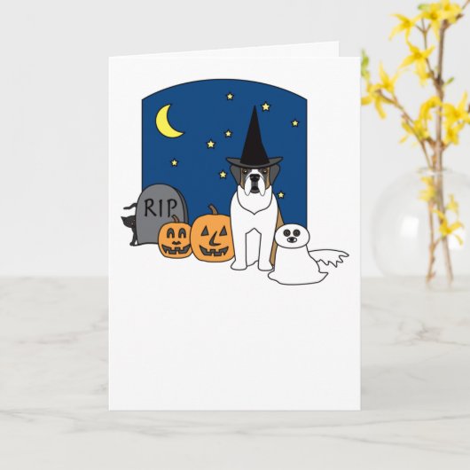 Carte St Bernard Halloween (Fleur jaune)