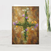 Carte St Brigid Cross Green Rushes Crocus Imbolc Art (Dos)