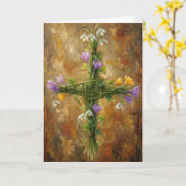 Carte St Brigid Cross Green Rushes Crocus Imbolc Art (Fleur jaune)