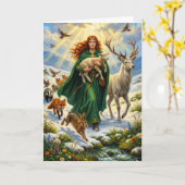 Carte St Brigid Spring Goddess Woodland Animals Imbolc (Fleur jaune)