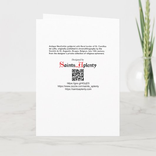 Carte St Camillus de Lellis (SAU 37) Greeting/Note vierg (Dos)