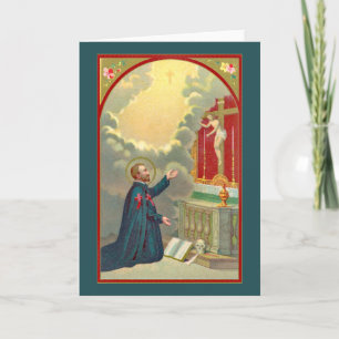 Carte St. Camillus priant devant un crucifix (M 020)