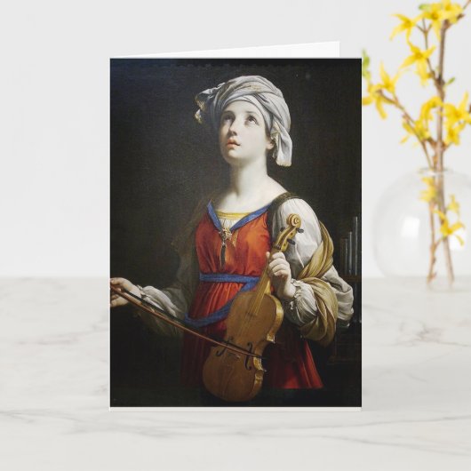 Carte St. Cecilia Musiciens Religieux Catholique Saint (Fleur jaune)