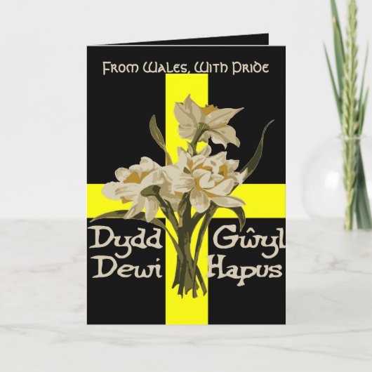 Carte St Davids Day Daffodils And Cross (Devant)