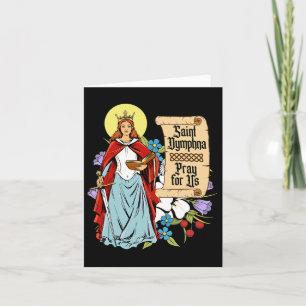 Carte St Dymphna Pureté Lily Patron Saint Santé mentale