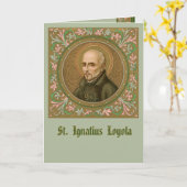 Carte St. Ignatius Loyola (BK 050) Salutation/note blanc (Fleur jaune)