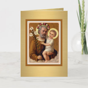 Carte St Joseph Bébé Jésus Catholique Religieux Vintage