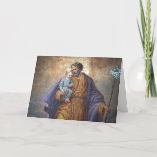 Carte St. Joseph Bébé Jésus Croix Lys (Devant)