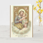 Carte St. Joseph  FÊTE DES PÈRES Anges Lys (Fleur jaune)