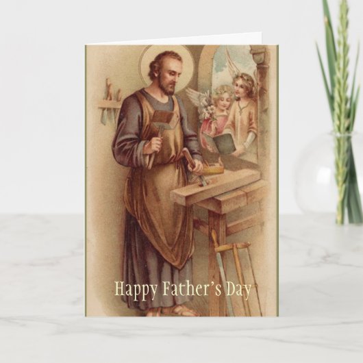 Carte St. Joseph FÊTE DES PÈRES Anges Outils (Devant)