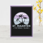 Carte St. Maarten La île amicale rétro Sint Martin (Fleur jaune)