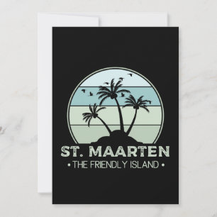 Carte St. Maarten La île amicale rétro Sint Martin