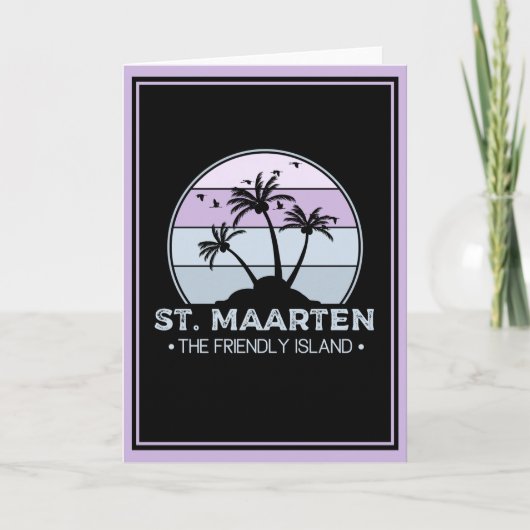 Carte St. Maarten L'île amicale rétro Sint Martin (Devant)
