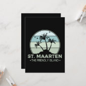 Carte St. Maarten L'île amicale rétro Sint Martin (Devant/Arrière en situation)