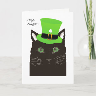 Carte St Paddy's Day, Hey Sugar, Chérie, Chat avec Casqu