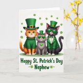 Carte St Patrick à motif de chat vert (Fleur jaune)