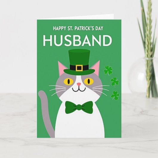 Carte St Patrick Chat Rayé (Devant)