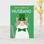Carte St Patrick Chat Rayé (Fleur jaune)