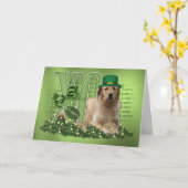 Carte St patrick - je charme chanceux - golden retriever (Fleur jaune)