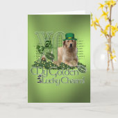 Carte St patrick - je charme chanceux - golden retriever (Fleur jaune)