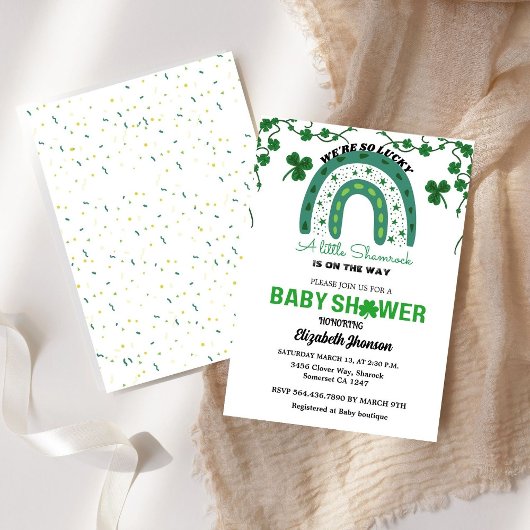 Carte St patrick jour petit baby shower de charme
