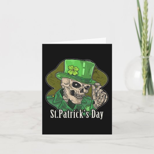 Carte St. Patrick jour squelette trèfle amusant sarcasti (Devant)