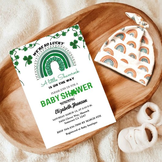 Carte St patrick jour un petit baby shower shamrock chan