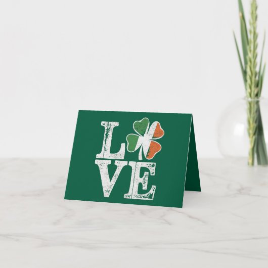 Carte St Patrick Love Chance Irlande Trèfle Vert  (Devant)