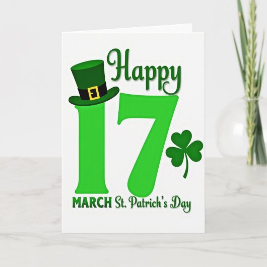 Carte St Patrick modèle Vert 17 (Devant)