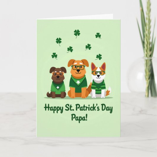 Carte St Patrick motif chien vert (Devant)
