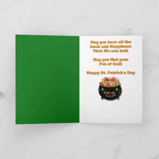Carte St patrick - pot d'or - beagle (Intérieur)