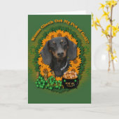 Carte St patrick - pot d'or - teckel - Winston (Fleur jaune)