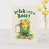 Carte St. Patrick’s Day Funny Beer Mug Card– Irish Luck (Fleur jaune)