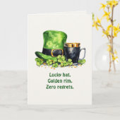 Carte St. Patrick’s Day Leprechaun Hat & Mug Funny Card (Fleur jaune)