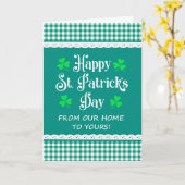 Carte St Patrick's Accueil Shamrock Green Checks (Fleur jaune)