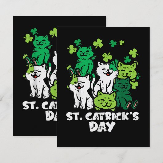 Carte St Patricks Catricks Day Cats Saint Pattys (Devant / Derrière)