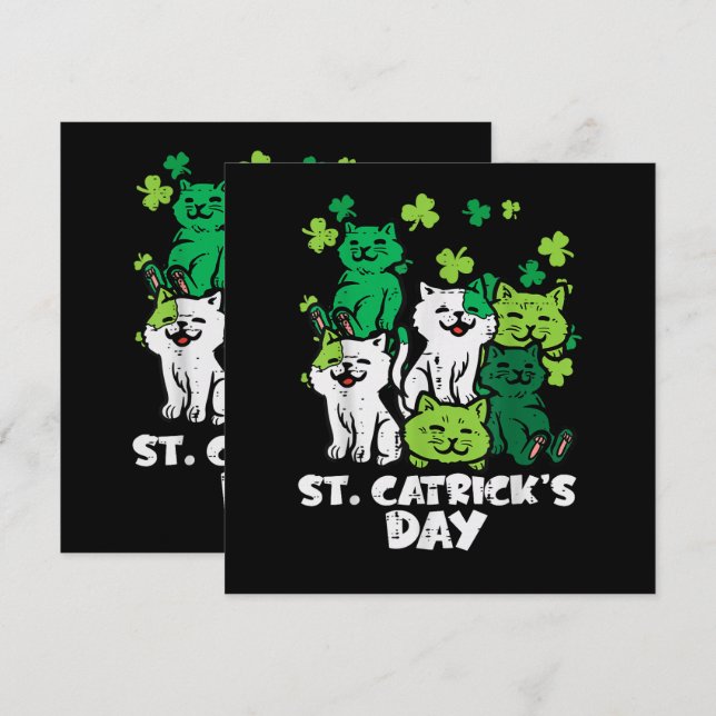 Carte St Patricks Catricks Day Chats Saint Pattys (Devant / Derrière)