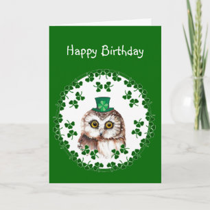Carte St. Patrick's Day Anniversaire Chouette de la chan