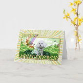 Carte St Patrick's Day - Bichon Frise - Mia (Fleur jaune)